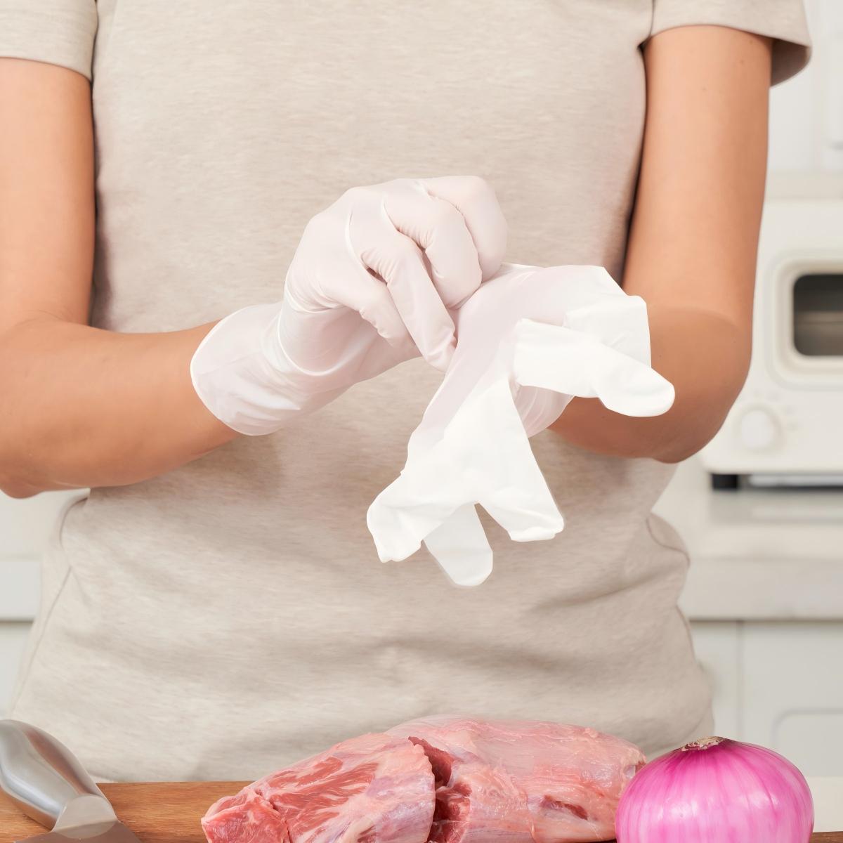 White Disposable Nitrile Gloves for Food Prep