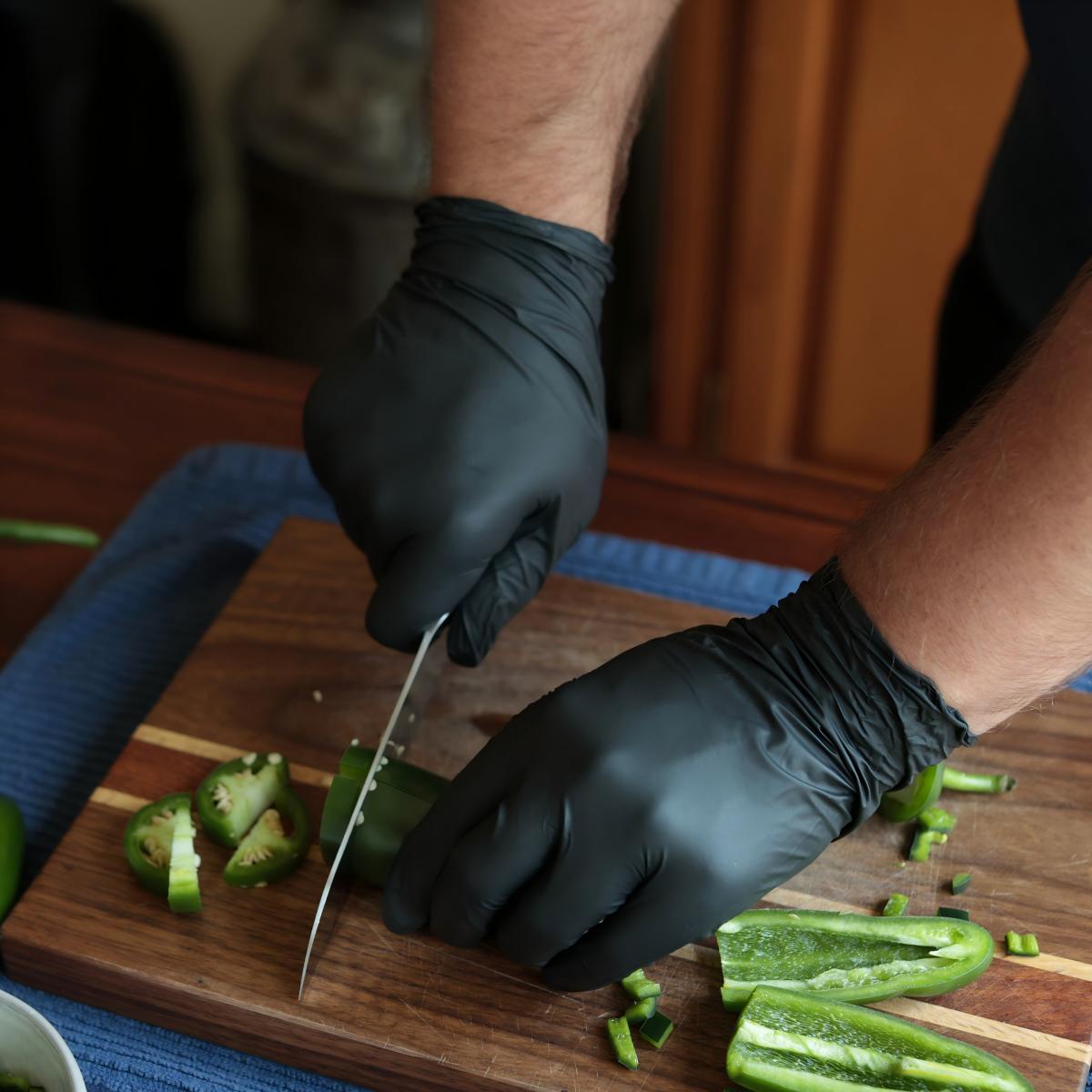 6-Mil Black Disposable Nitrile Gloves for BBQ and Meat Prep
