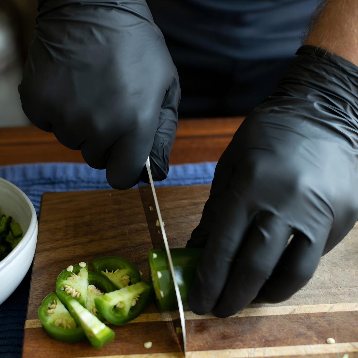 6-Mil Black Disposable Nitrile Gloves for BBQ and Meat Prep