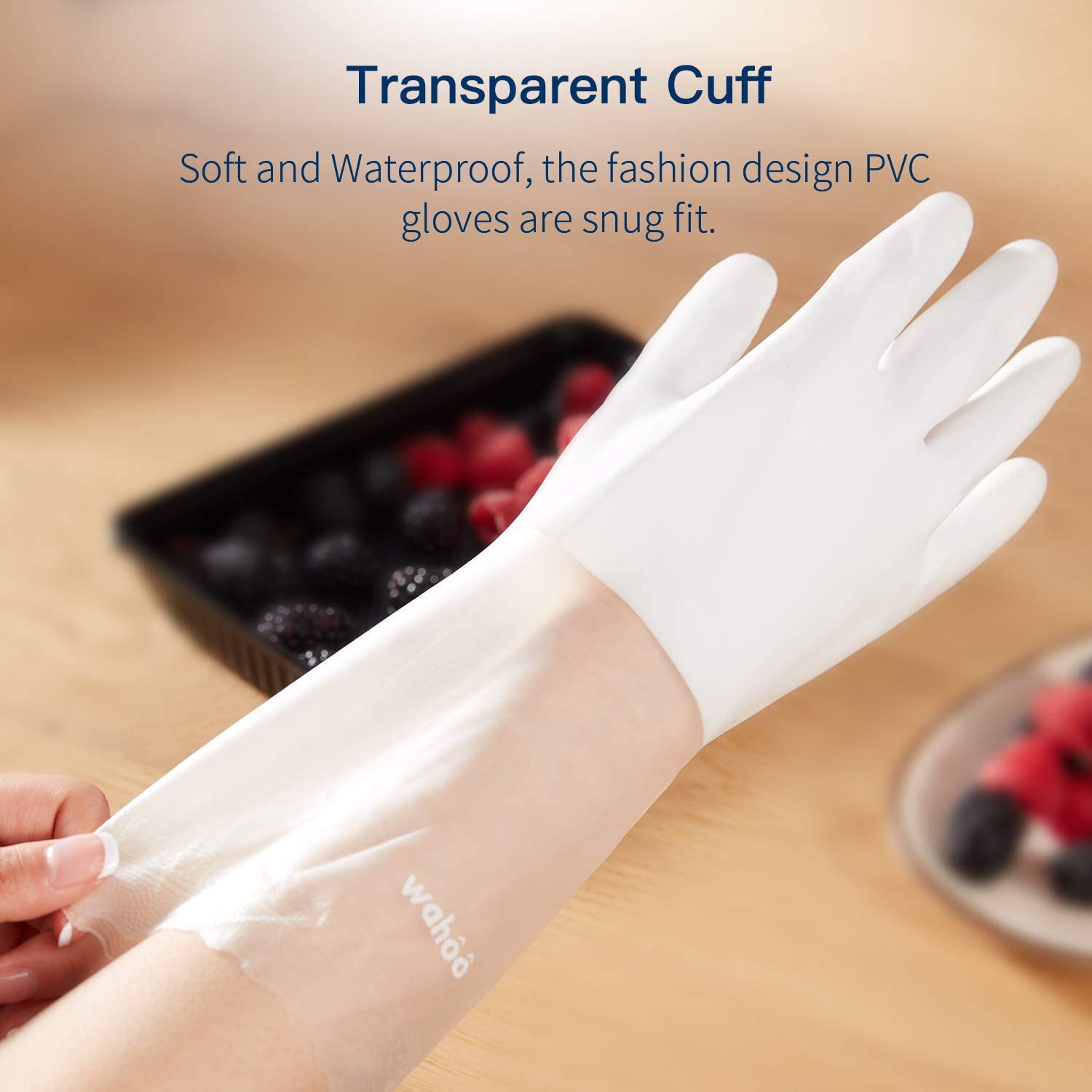WG01丨 PVC Household Gloves, Semi-Transparent Cuff Designed, 3 Pairs