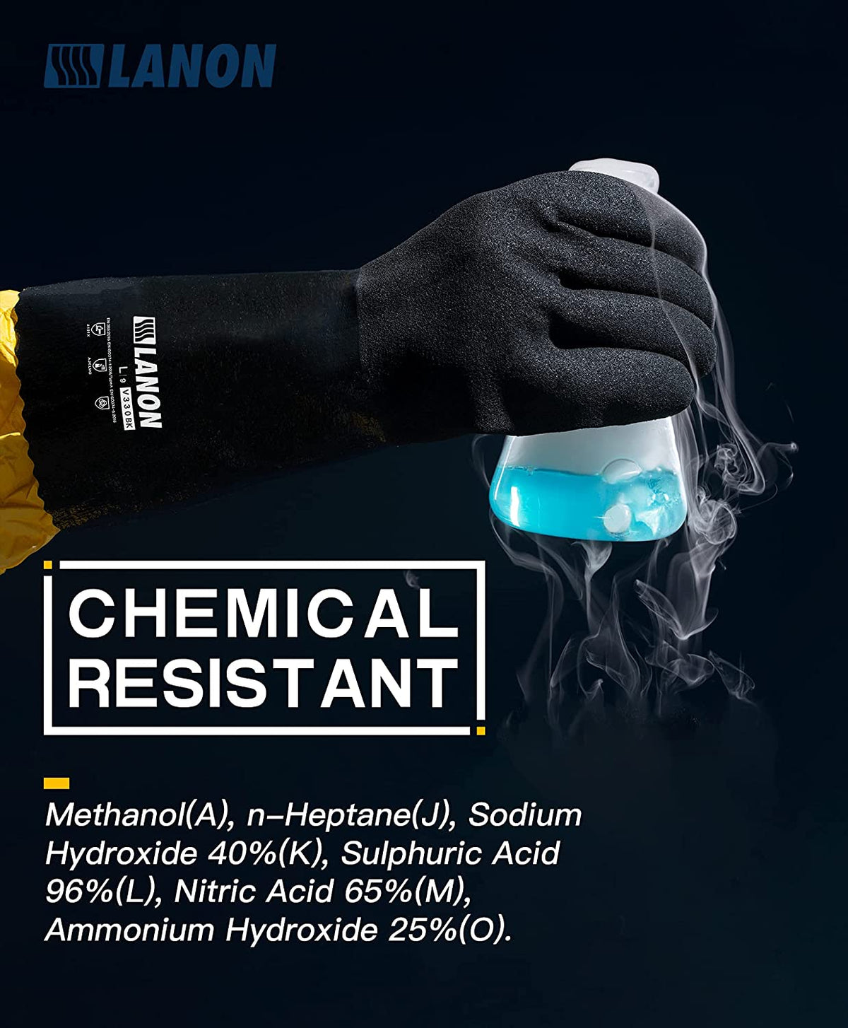 V330BK 丨 Nitrile Chemical Resistant Gloves